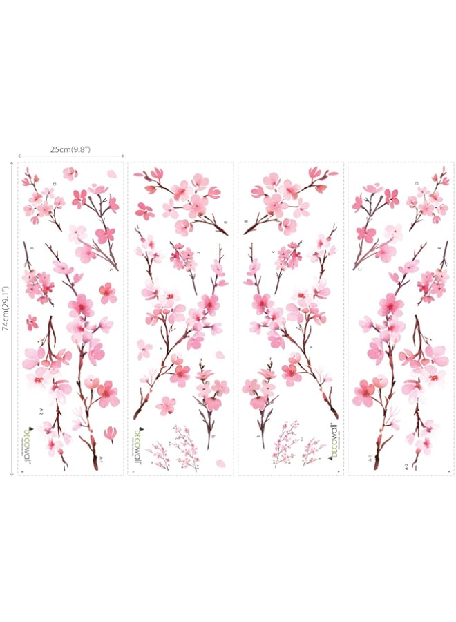 Raxoom BPA DWL-2003P1903 Watercolor Cherry Blossoms Kids Wall Stickers Wall Decals Peel and Stick Removable Wall Stickers for Kids Nursery Bedroom Living Room d?cor - Image 4