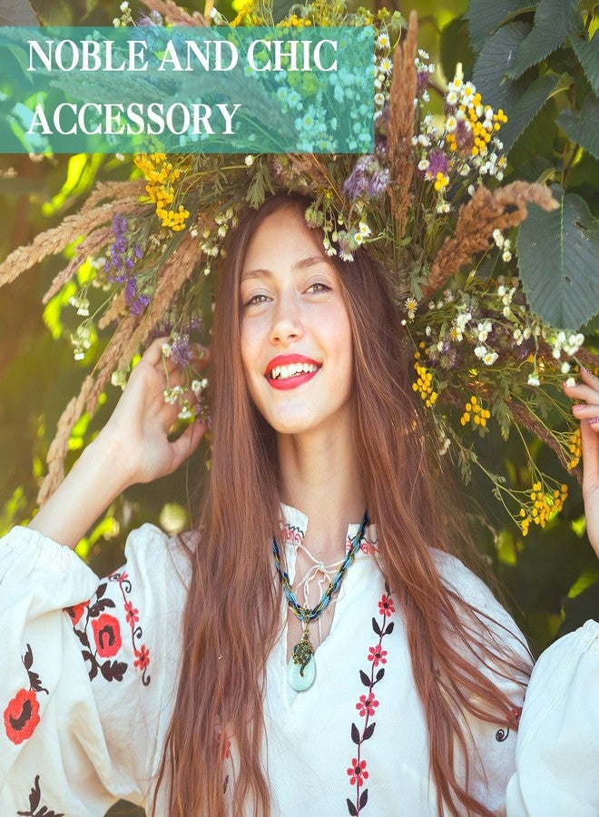 MTLEE 4 Pieces Bohemian Turquoise Necklaces for Women Retro Vintage Pendant Twist Woven Rope Jewelry Gifts Rhinestone Boho Collar Necklaces Bulk for Spring Easter Holiday Supplies - Image 4