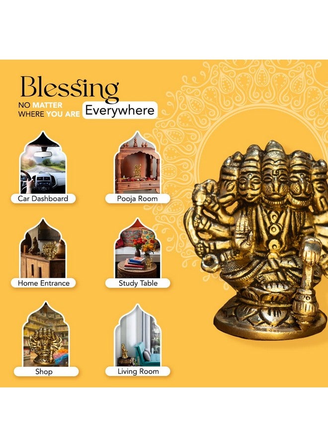 Ekhasa 100% Pure Brass Panchmukhi Hanuman (Size: 8.4 cm) | Panchmukhi Hanuman Murti for Door Entrance | Panch Mukhi Hanuman Ji for Car Dashboard | Vastu Protection from Evil Eye - Image 5