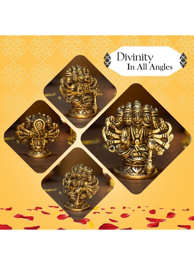 Ekhasa 100% Pure Brass Panchmukhi Hanuman (Size: 8.4 cm) | Panchmukhi Hanuman Murti for Door Entrance | Panch Mukhi Hanuman Ji for Car Dashboard | Vastu Protection from Evil Eye - Image 4