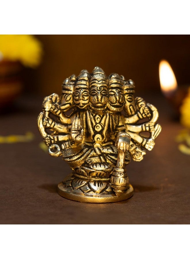 Ekhasa 100% Pure Brass Panchmukhi Hanuman (Size: 8.4 cm) | Panchmukhi Hanuman Murti for Door Entrance | Panch Mukhi Hanuman Ji for Car Dashboard | Vastu Protection from Evil Eye - Image 1