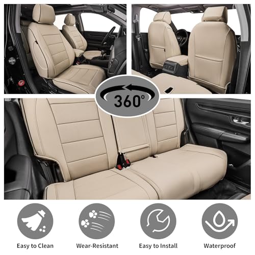 EKR HRV Seat Covers Custom Fit for Honda HRV LX 2019 2020 2021 2022 Car Seat Cover Full Set for Trucks SUV,Leather Seat Protectors-Faux Leather (Beige) - Image 4