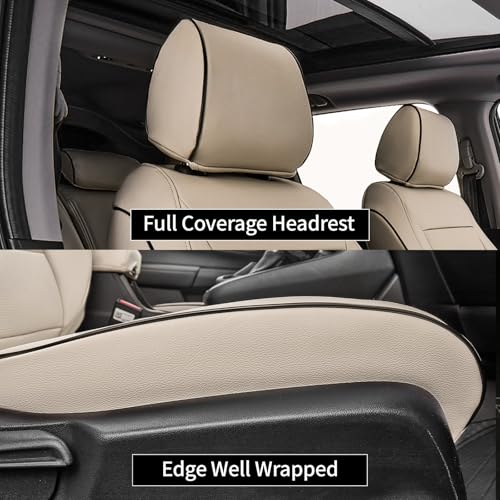 EKR HRV Seat Covers Custom Fit for Honda HRV LX 2019 2020 2021 2022 Car Seat Cover Full Set for Trucks SUV,Leather Seat Protectors-Faux Leather (Beige) - Image 3