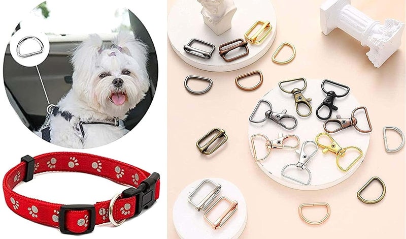 DIY Crafts DIY DIYC14197 Crafts Round Swivel Clasps with D Rings Slide Buckles Set Lanyard Snap Hooks Keychain 15 Pcs Slide Buckles Antique Silver - Image 5