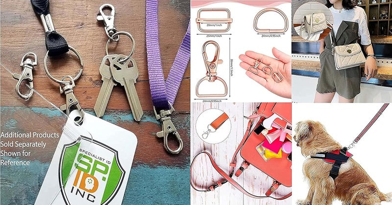 DIY Crafts DIY DIYC14197 Crafts Round Swivel Clasps with D Rings Slide Buckles Set Lanyard Snap Hooks Keychain 15 Pcs Slide Buckles Antique Silver - Image 2