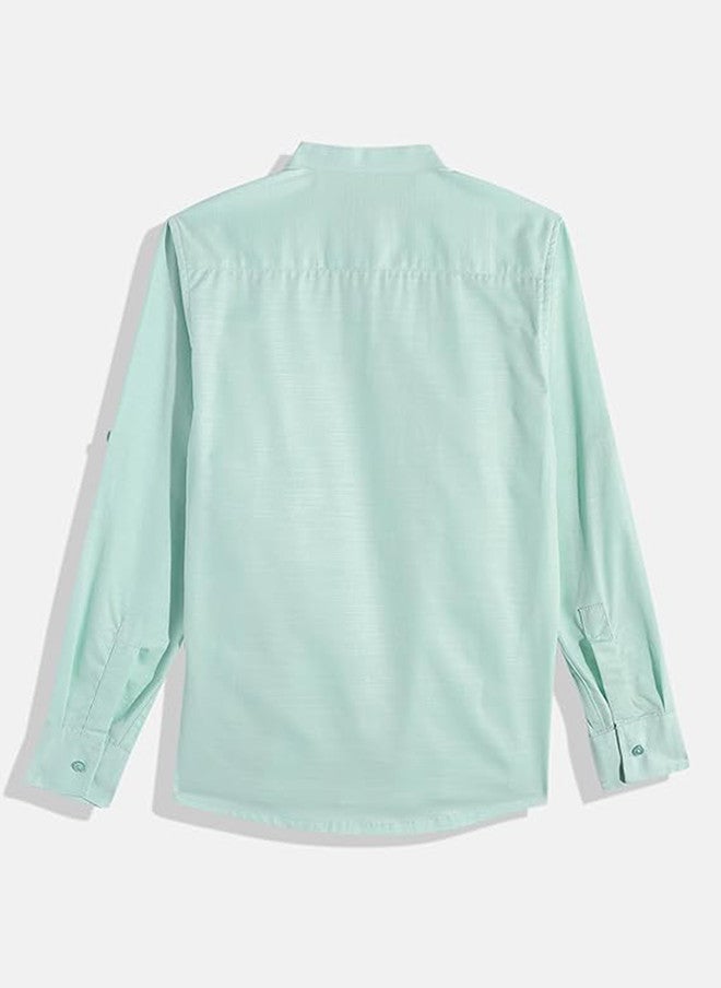 CHARCHIT Boys Comfort Pure Cotton Casual Shirt in Sea Green - Image 5