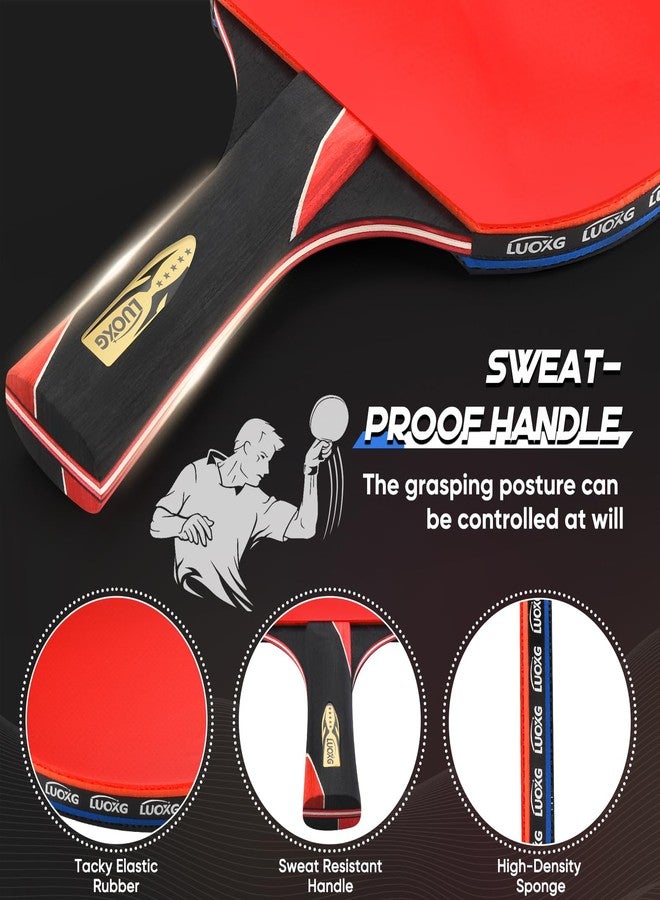 LUOXG Ping Pong Paddles, Ping Pong Paddles Set of 2, Includes Paddles and Balls, Table Tennis Rackets Set Suitable for Beginners and Professionals - Image 5