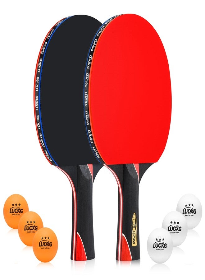 LUOXG Ping Pong Paddles, Ping Pong Paddles Set of 2, Includes Paddles and Balls, Table Tennis Rackets Set Suitable for Beginners and Professionals - Image 1