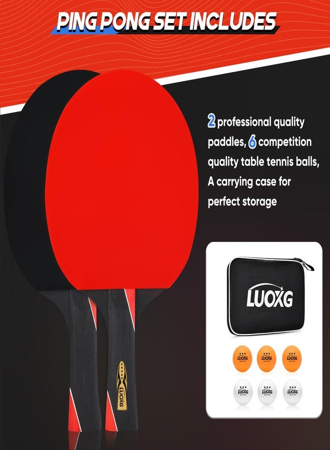 LUOXG Ping Pong Paddles, Ping Pong Paddles Set of 2, Includes Paddles and Balls, Table Tennis Rackets Set Suitable for Beginners and Professionals - Image 2