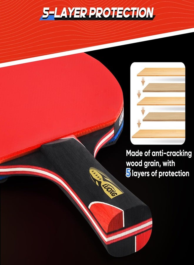 LUOXG Ping Pong Paddles, Ping Pong Paddles Set of 2, Includes Paddles and Balls, Table Tennis Rackets Set Suitable for Beginners and Professionals - Image 4