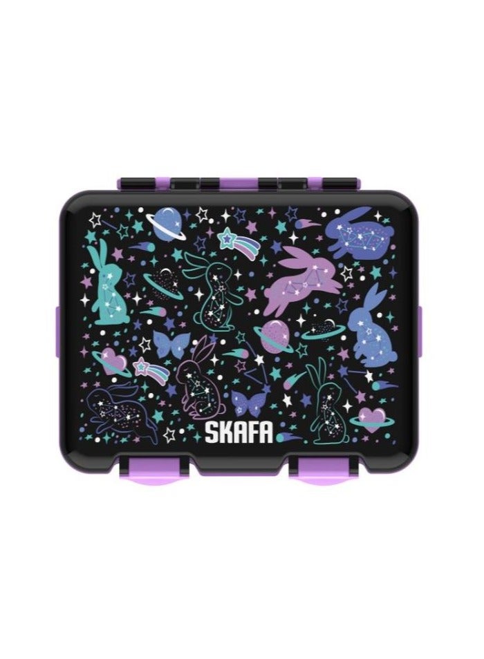 SKAFA Bento Box | Lunch Box 4 Compartments With Spoon and Fork Set, Ideal Portion Size 1150 ML, Leak-Proof, Toddler-Friendly, Dishwasher Safe, BPA-Free. (Black)