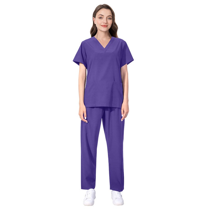 Elastic Quick-dry Scrub Set V-Neck Medical Nurse Uniform 42021 Navy  - Image 4