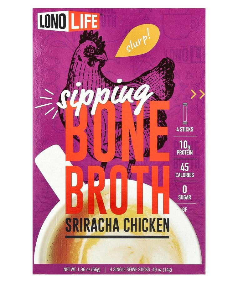 Sipping Bone Broth Sriracha Chicken 4 Single Serve Sticks 0.49 oz (14 g) Each