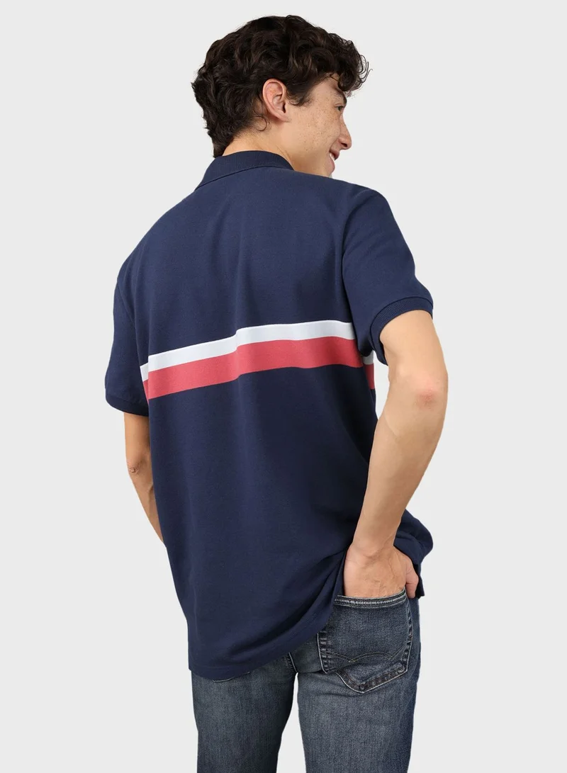 American Eagle Striped Logo Polo