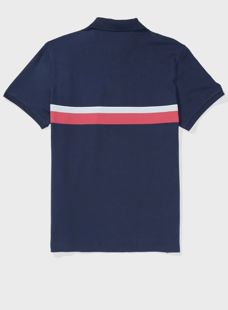 American Eagle Striped Logo Polo