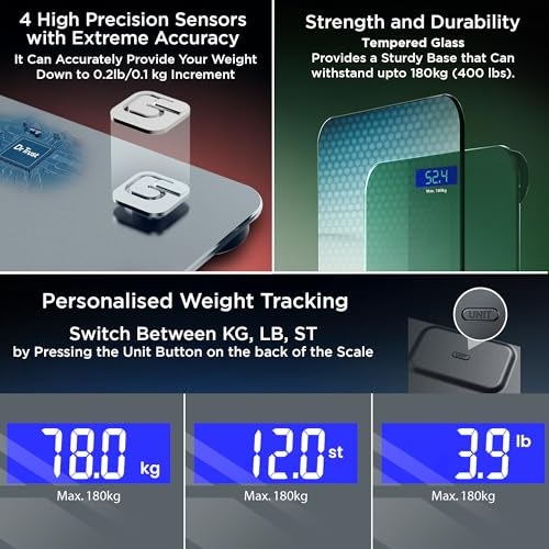 Dr Trust USA Platinum Electronic Weight Machine for Body Weight, Digital Weighing Scale for Human Body, Digital Bathroom Scale with Thick Tempered Glass, Large LCD Display, 3 Year Warranty (Grey) - Image 4