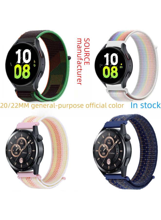 20/22mm Nylon Loop Strap For huawei Gt3 Garmin Watch5/6 Smartwatches Durable ComFortable Wristband-Color:28# Chinese Red-Specifications:20MM  - Image 2