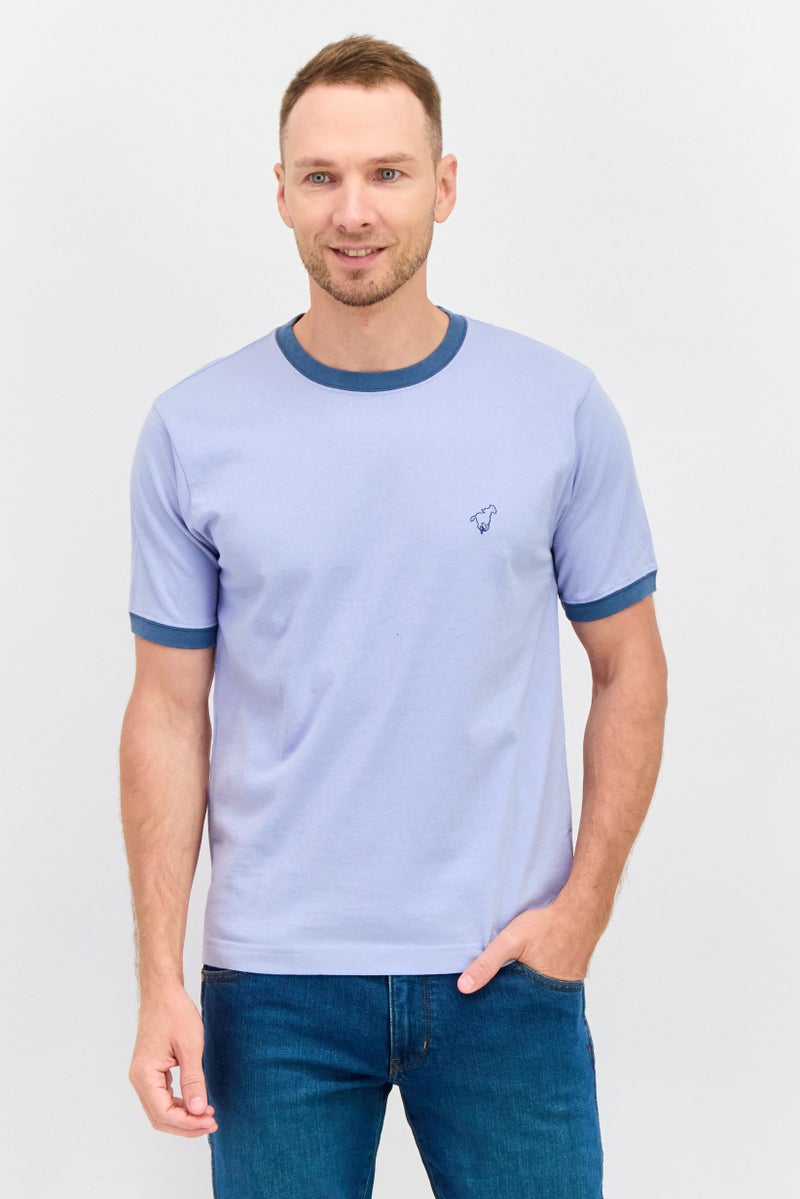 Wrangler Men Crew Neck Short Sleeves Embroidered T-Shirt, Light Blue - Image 1