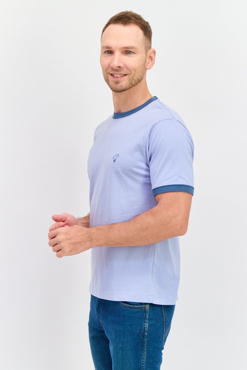 Wrangler Men Crew Neck Short Sleeves Embroidered T-Shirt, Light Blue - Image 3