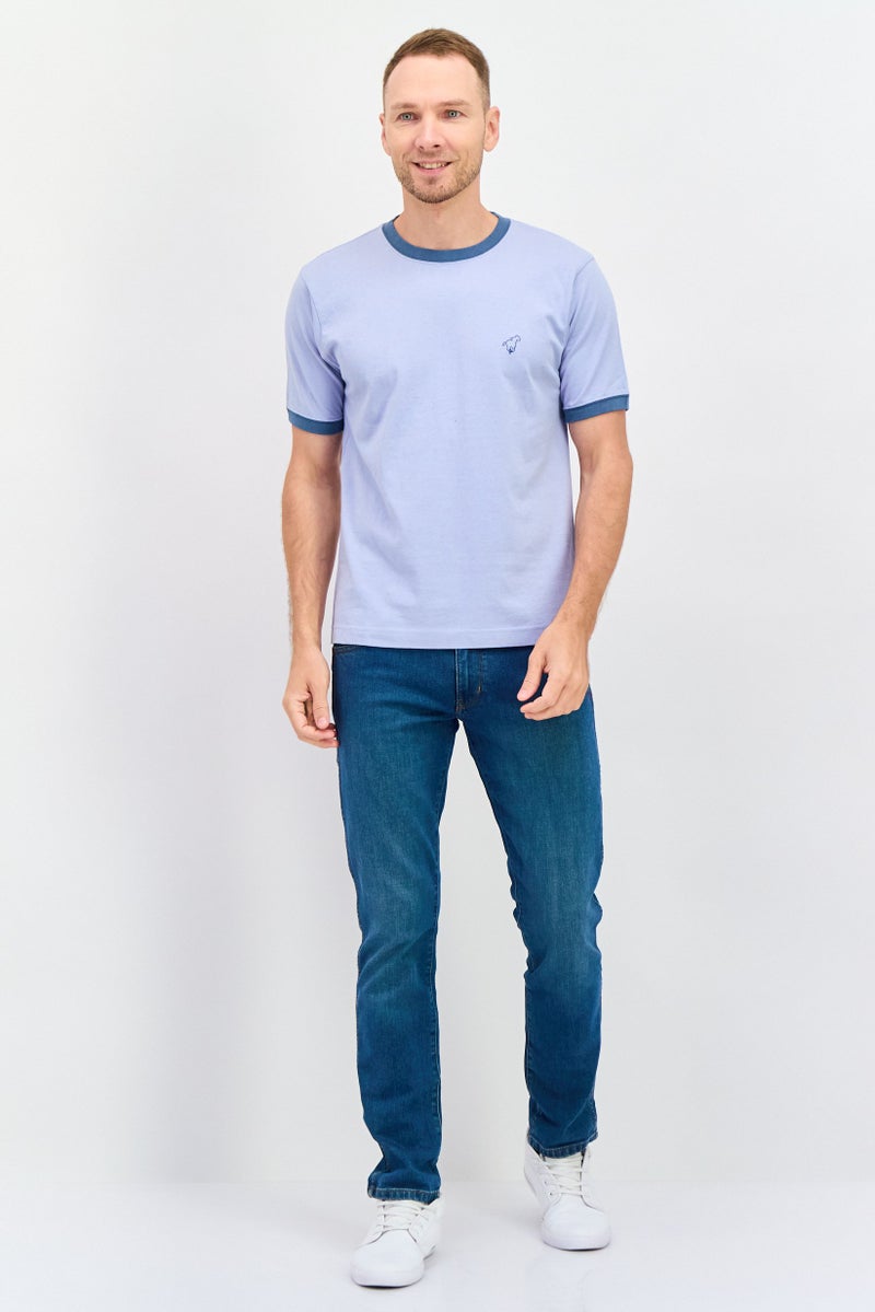 Wrangler Men Crew Neck Short Sleeves Embroidered T-Shirt, Light Blue - Image 2