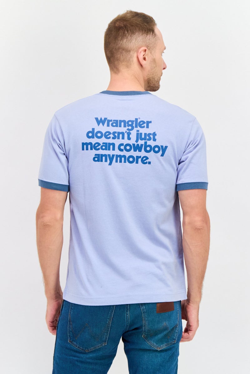 Wrangler Men Crew Neck Short Sleeves Embroidered T-Shirt, Light Blue - Image 4