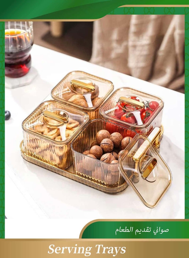 Anmi Snack Serving Platter Set – Divided Serving Tray with 4 Removable Dish Bowls – Perfect for Appetizers, Fruits, Desserts, Candy, Condiments, and Nuts – Ideal for Entertaining - Image 1