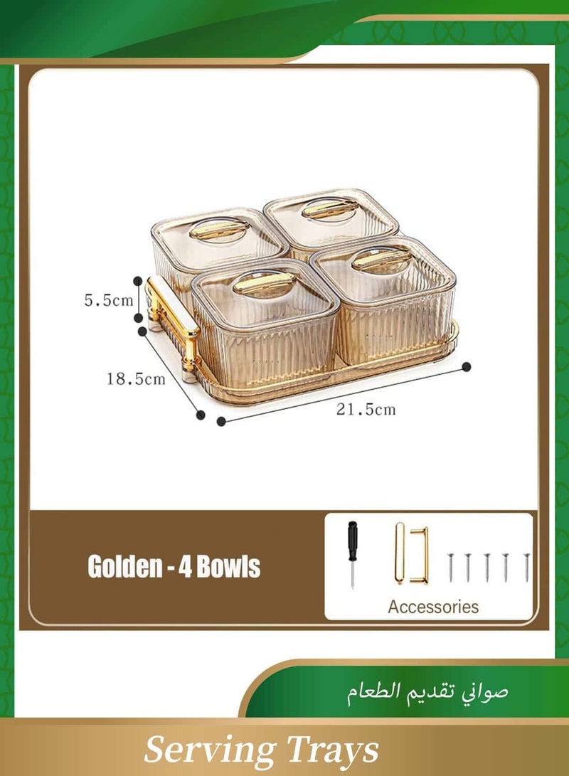 Anmi Snack Serving Platter Set – Divided Serving Tray with 4 Removable Dish Bowls – Perfect for Appetizers, Fruits, Desserts, Candy, Condiments, and Nuts – Ideal for Entertaining - Image 2