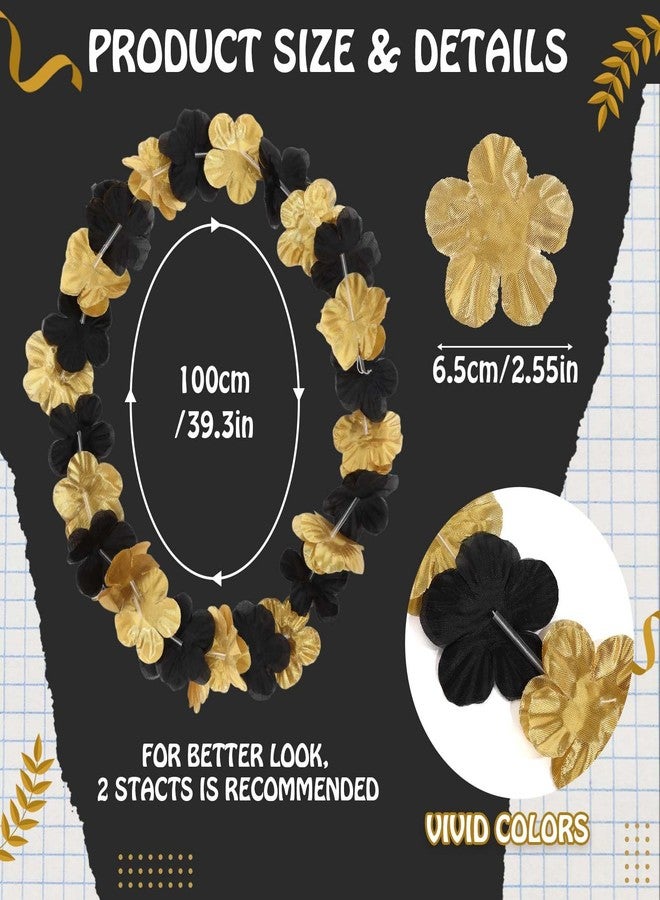 Giegxin 24 Count Graduation Leis Class of 2026 Grad Hawaiian Flower Garland Black and Gold Grad Flower Necklace Party Supplies for Men Woman Graduation Party Decorations, School Spirit Supplies - Image 2