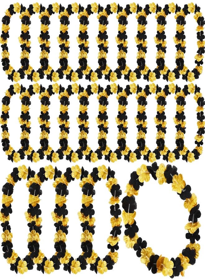 Giegxin 24 Count Graduation Leis Class of 2026 Grad Hawaiian Flower Garland Black and Gold Grad Flower Necklace Party Supplies for Men Woman Graduation Party Decorations, School Spirit Supplies - Image 1