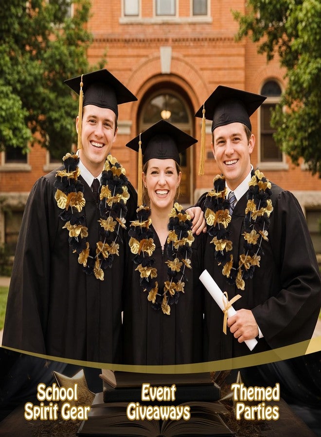 Giegxin 24 Count Graduation Leis Class of 2026 Grad Hawaiian Flower Garland Black and Gold Grad Flower Necklace Party Supplies for Men Woman Graduation Party Decorations, School Spirit Supplies - Image 3