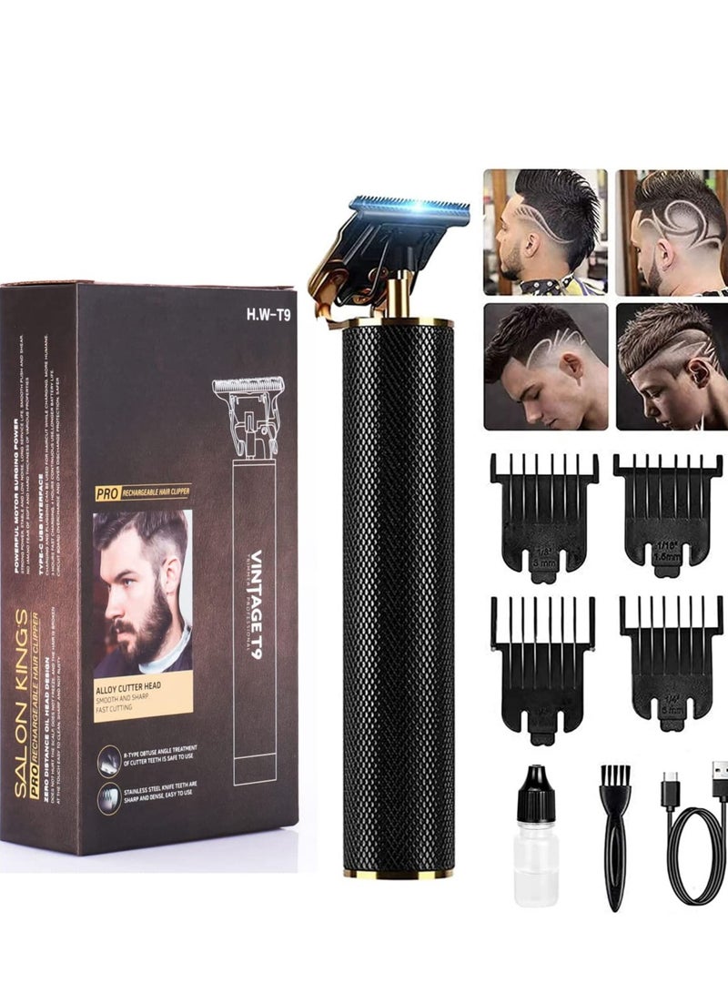 Hair Clippers for Men,Professional Hair Trimmer Cutting Cordless Zero Gapped T-Blade Trimmers Electric Barbers Hair Close Cutting Kit for Mens Baldheaded Detail （Black） - Image 1