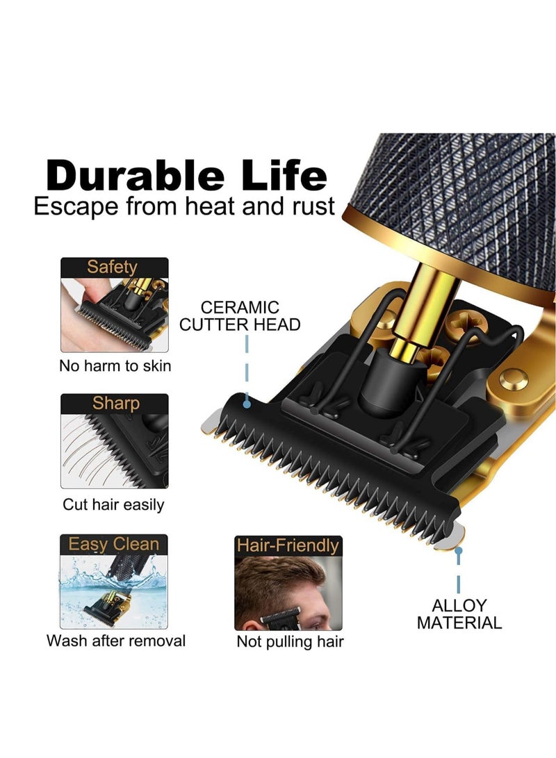 Hair Clippers for Men,Professional Hair Trimmer Cutting Cordless Zero Gapped T-Blade Trimmers Electric Barbers Hair Close Cutting Kit for Mens Baldheaded Detail （Black） - Image 5