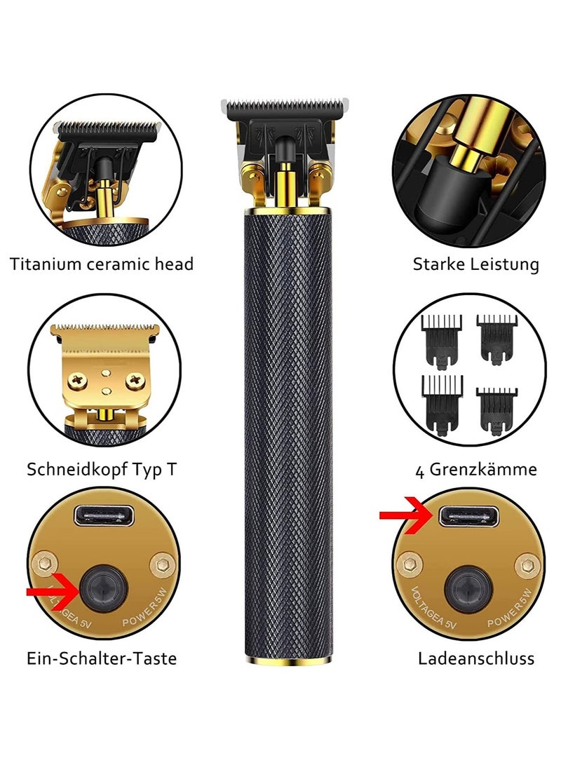 Hair Clippers for Men,Professional Hair Trimmer Cutting Cordless Zero Gapped T-Blade Trimmers Electric Barbers Hair Close Cutting Kit for Mens Baldheaded Detail （Black） - Image 3