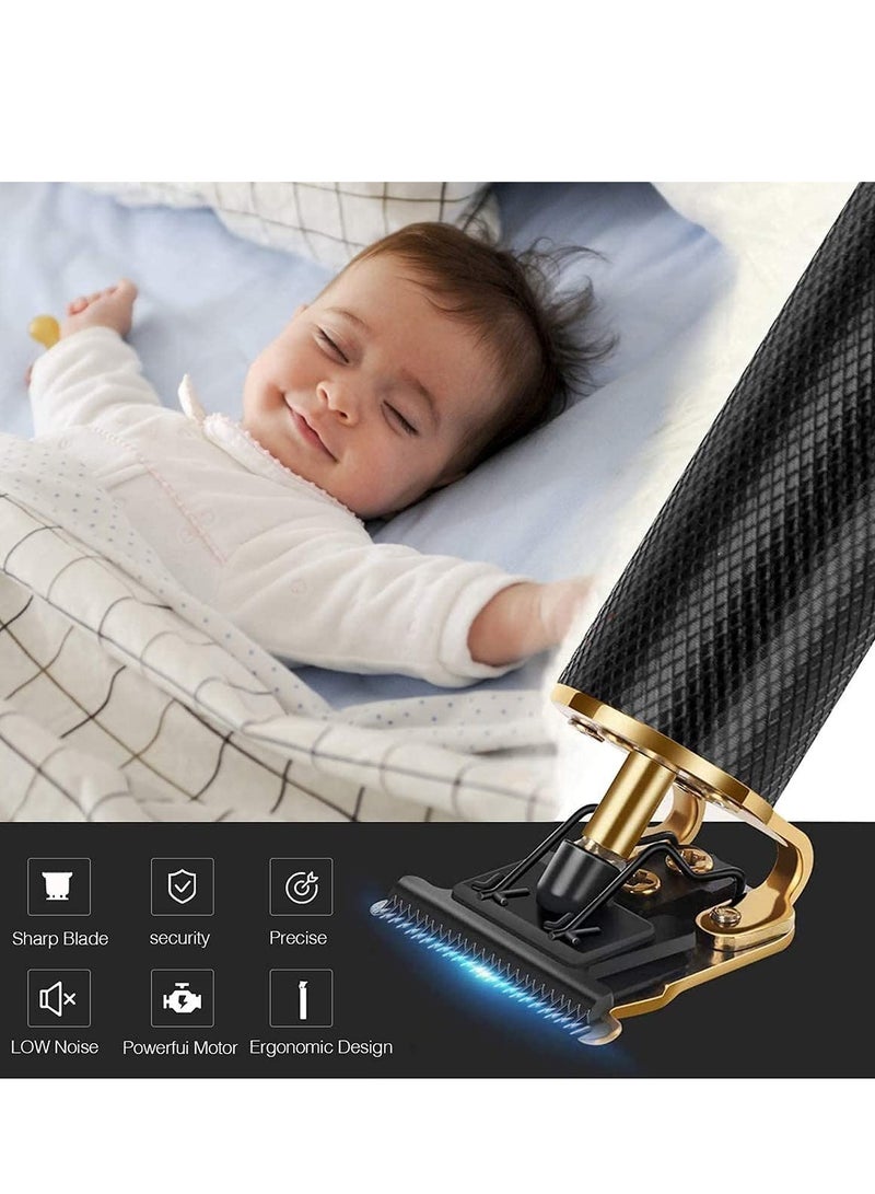 Hair Clippers for Men,Professional Hair Trimmer Cutting Cordless Zero Gapped T-Blade Trimmers Electric Barbers Hair Close Cutting Kit for Mens Baldheaded Detail （Black） - Image 2