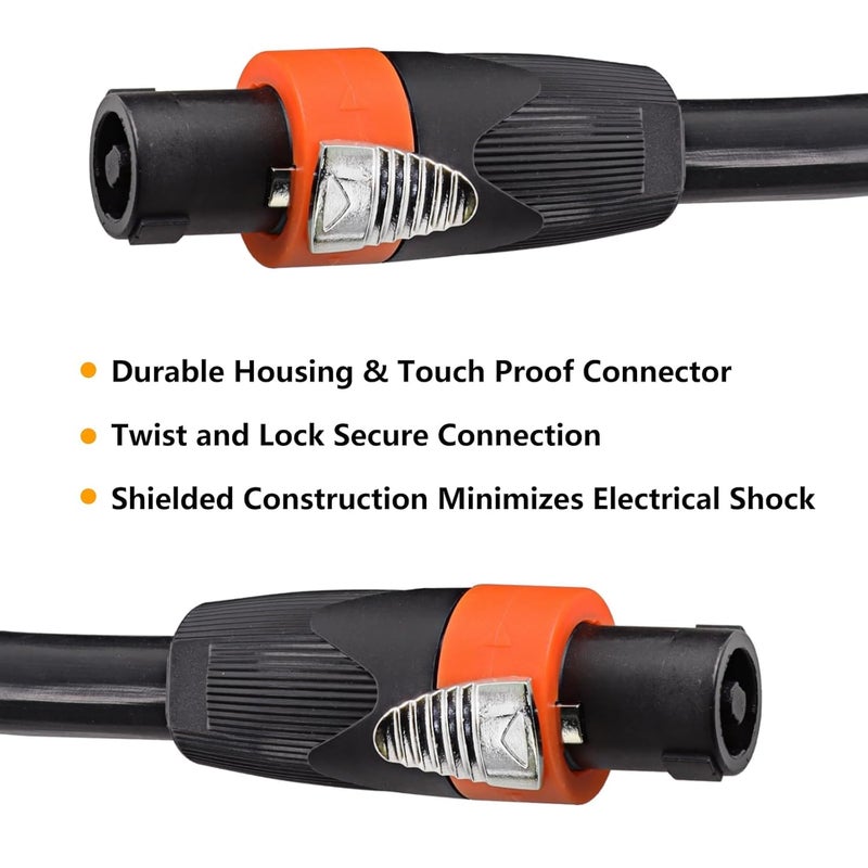 HAKUHO كابل سبيكون إلى سبيكون - (4 موصلات، 12 AWG) 1 قطعة 3 أقدام كابلات سبيكون ذكر NL4FC PA DJ استوديو، مسرح، تمديد سلك (10 متر) - Image 3