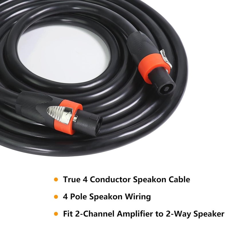 HAKUHO كابل سبيكون إلى سبيكون - (4 موصلات، 12 AWG) 1 قطعة 3 أقدام كابلات سبيكون ذكر NL4FC PA DJ استوديو، مسرح، تمديد سلك (10 متر) - Image 2