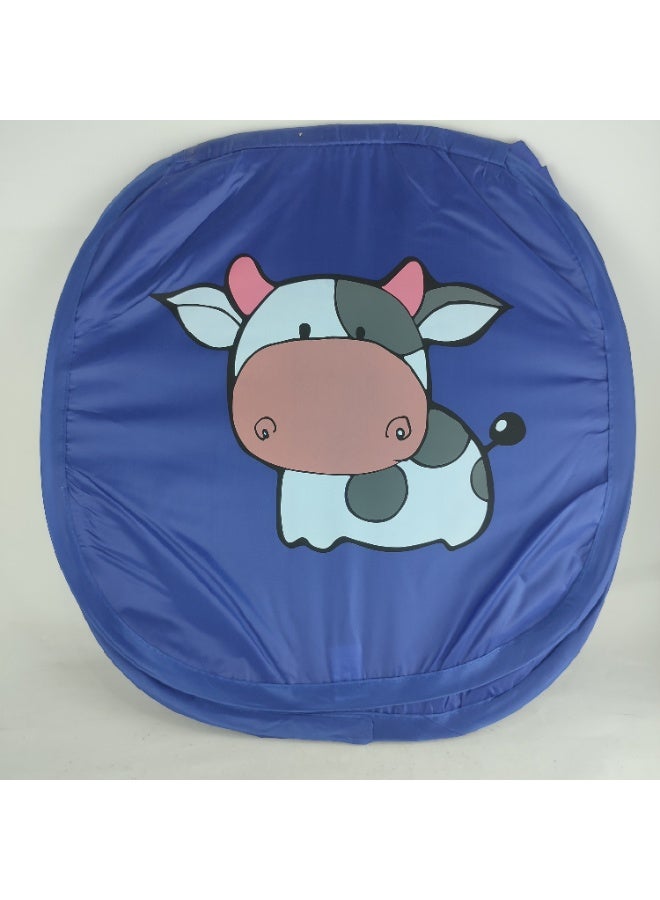 Laundry Basket Polyester Foldable Laundry Basket  Collapsible Laundry Basket Square Clothes Storage Box With Lid & Side Handles Blue - Image 1