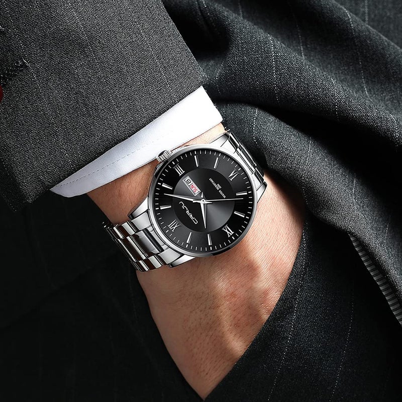 CRRJU Fashion Watches for Men,Casual Calendar Militry 3ATM Waterproof Watches,316L Stainsteel Steel Strap Watch - Image 5