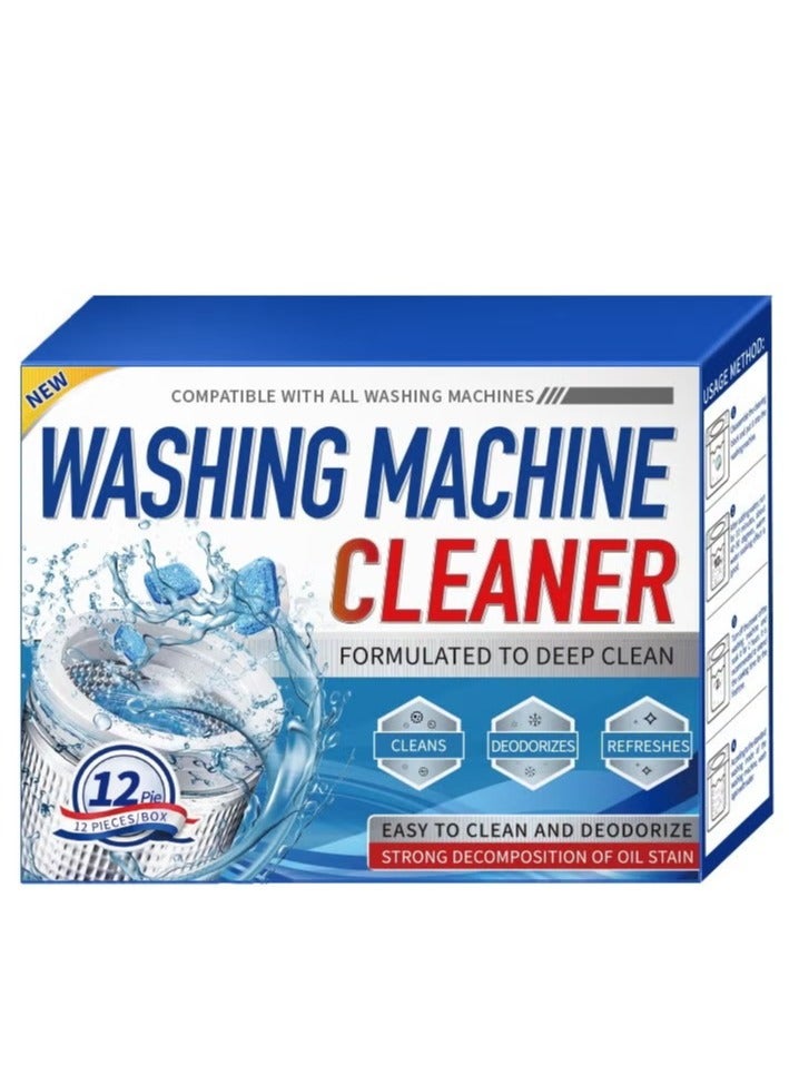 Washing Machine Cleaner Tablets – 12 Pcs Deep Cleaning & Deodorizing Tablets for Front & Top Load Washers, Removes Odor, Residue & Build-up  - Image 1