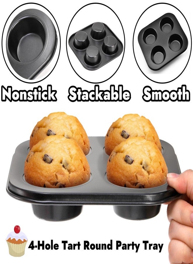 Acshio 6 Pack Muffin Pan, 4 Cup Non-Stick Air Fryer Small Oven Cupcake Baking Pan, Carbon Steel Round Muffin Tin Bakeware Cake Mould for Egg Muffin, Quiches and Frittatas - Image 3