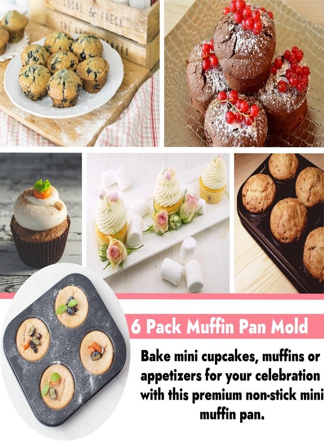 Acshio 6 Pack Muffin Pan, 4 Cup Non-Stick Air Fryer Small Oven Cupcake Baking Pan, Carbon Steel Round Muffin Tin Bakeware Cake Mould for Egg Muffin, Quiches and Frittatas - Image 4