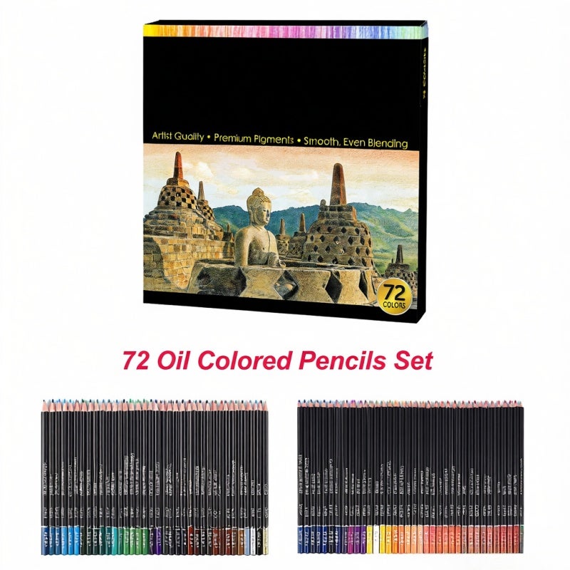 Colored Oil Pencils 72PCS Pre-sharpened - Smooth Painting Experience Comfortable Wooden Handle Bold Break-resistant Core - Art Pencils for Artists Beginners Students Home Art Projects - Image 4