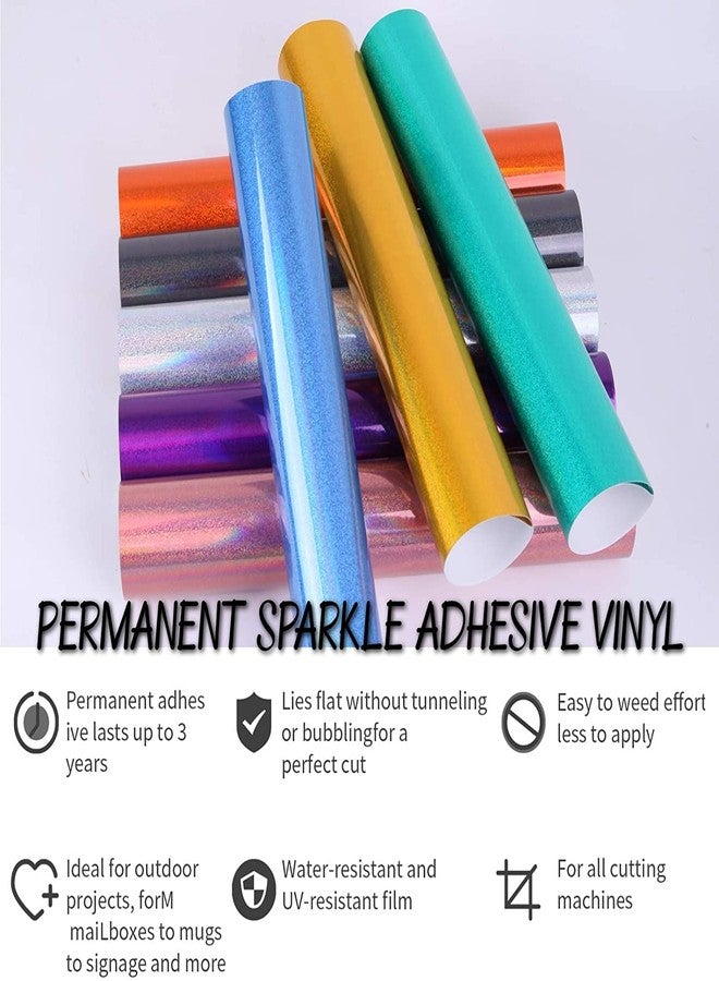 Lya Vinyl مجموعة فينيل ليا هولوغرافية دائمة - 8 قطع من صفائح فينيل هولوغرافية لامعة دائمة، مقاس 12 بوصة × 12 بوصة، مجموعة لاصقة دائمة للأعمال اليدوية، وحفلات أعياد الميلاد، وتزيين عيد الميلاد - Image 2