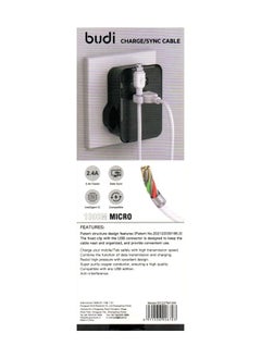 budi Budi 2.4A Micro USB Data Cable With Fast Charging 1meter DC227M10W - White  - Image 2