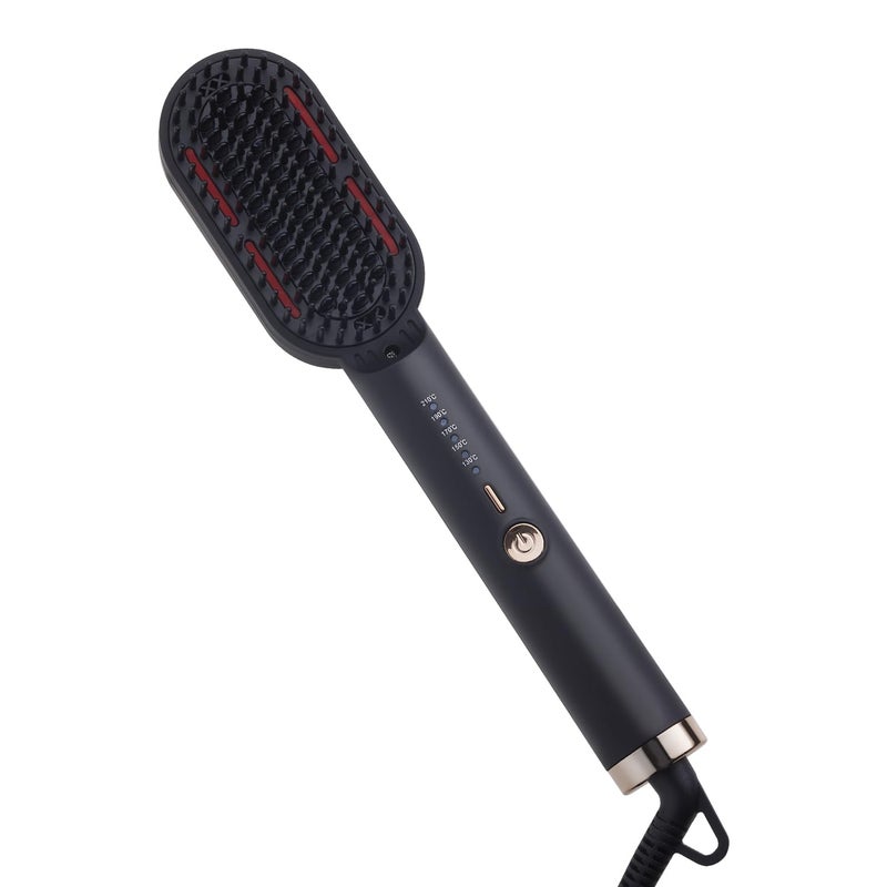 Morphy Richards Estella Hair Straightener Brush | Compact & Travel Friendly | 360 Degree Swivel Cord | 5 Temperature Settings | Hair Straightener Brush for Women,Black - Image 1