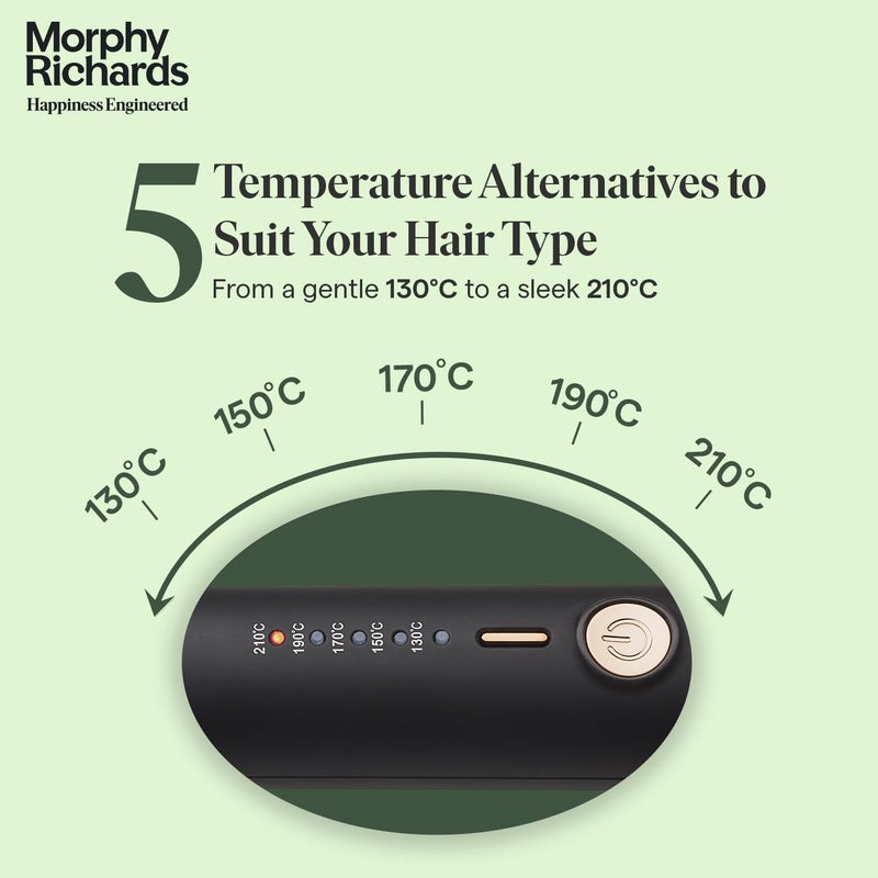 Morphy Richards Estella Hair Straightener Brush | Compact & Travel Friendly | 360 Degree Swivel Cord | 5 Temperature Settings | Hair Straightener Brush for Women,Black - Image 5