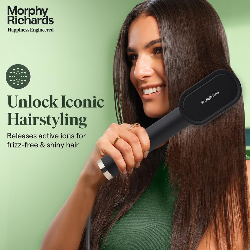 Morphy Richards Estella Hair Straightener Brush | Compact & Travel Friendly | 360 Degree Swivel Cord | 5 Temperature Settings | Hair Straightener Brush for Women,Black - Image 4