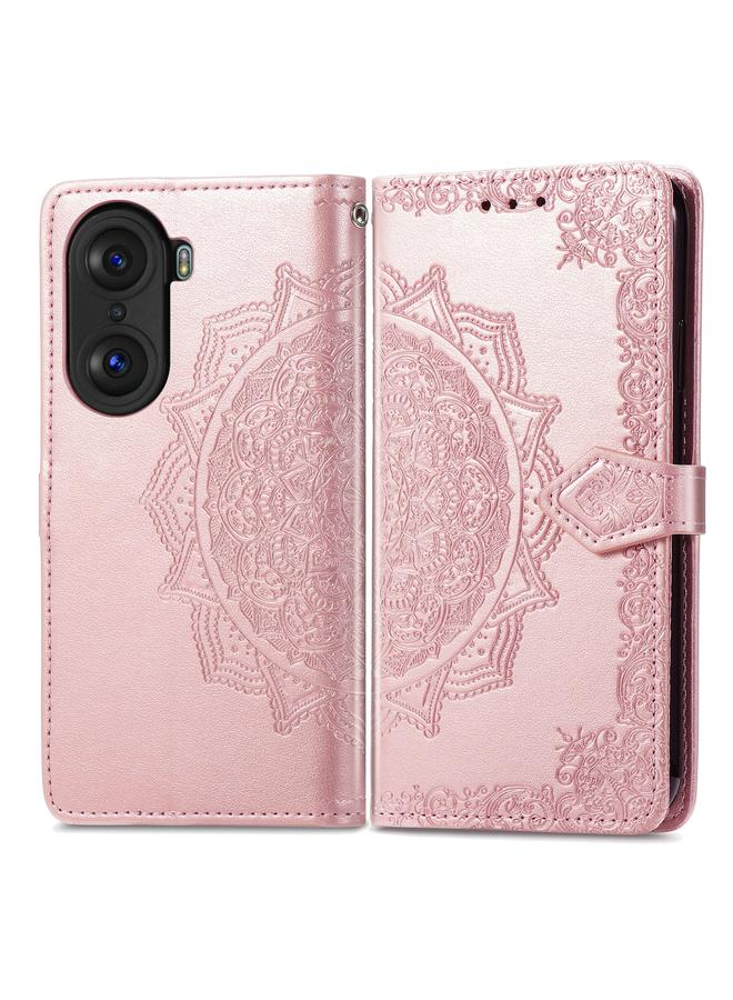 اس-توب جراب هاتف Honor 60 Pro من الجلد المنقوش بنقشة زهرة ماندالا أفقية - Image 2