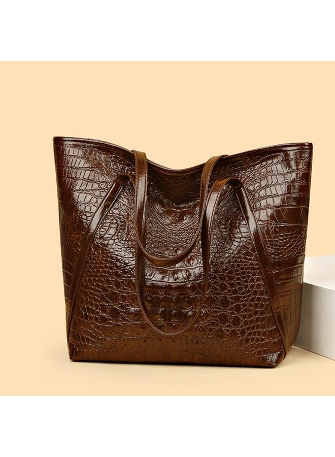 Yogodlns Yogodlns Simple And Versatile Crocodile Print Tote Bag Large Capacity Fashion Handbag Vintage Design Shoulder Women's Bag