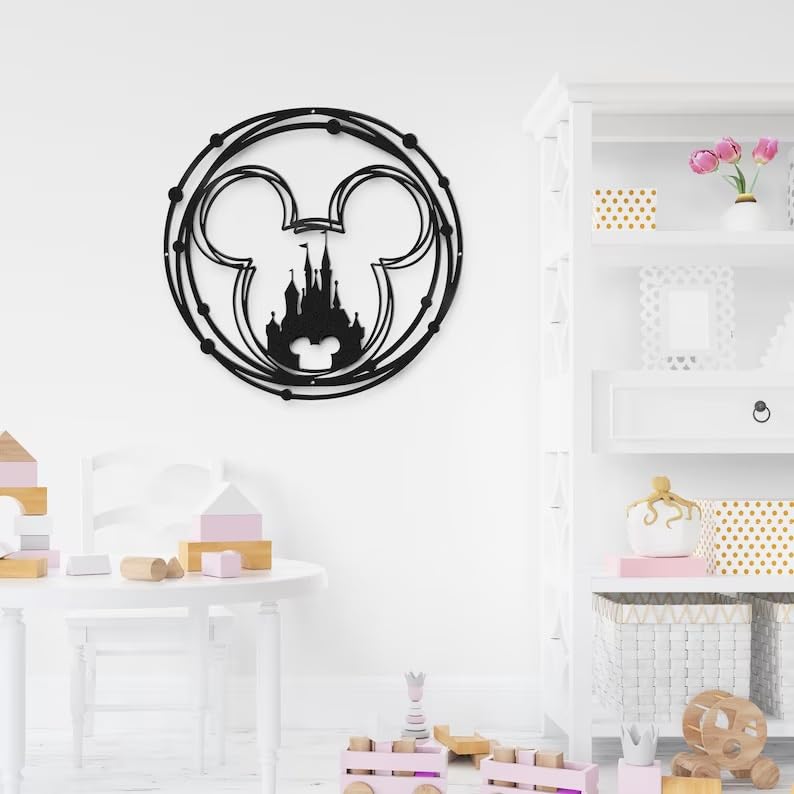 BLIND SHOP Mouse Head Outline Metal Decor Mickey Castle Metal sign Mickey Mouse Home Wall Decor Disney Castle Wall Art Home Welcome Sign - Image 4